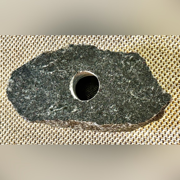 Vintage Flat Black Granite Rough Edge Organic Ikebana Japanese Bud Flower Vase - Picture 14 of 14